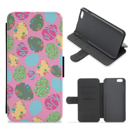 Pink Easter Eggs - Easter Patterns Flip / Wallet Phone Case