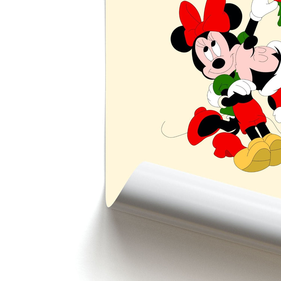 Mistletoe Mickey And Minnie Mouse - Christmas Poster