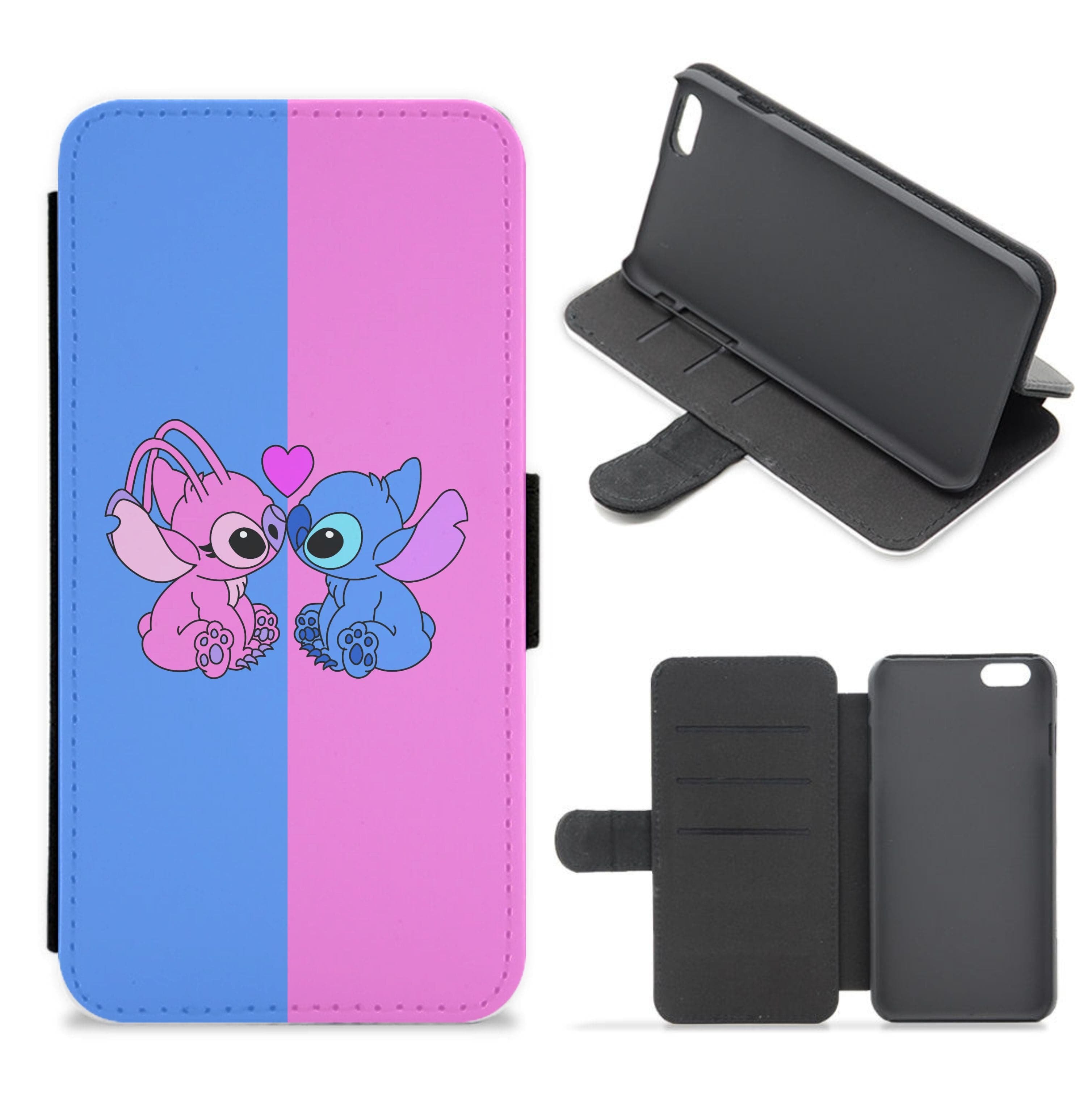 Angel And Blue Alien - Pink Alien Flip / Wallet Phone Case