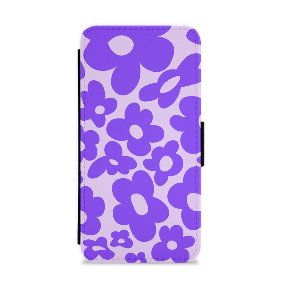 Purple Flowers - Trippy Patterns Flip / Wallet Phone Case