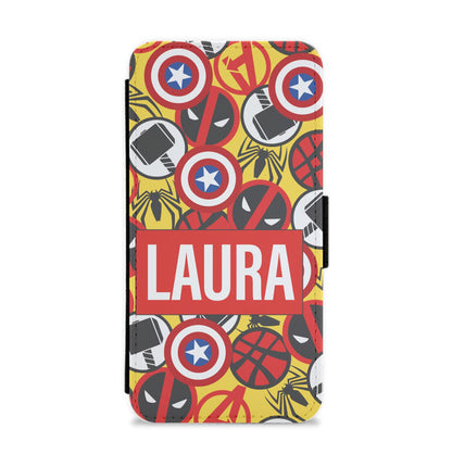 Collage - Personalised Superhero Comic Flip / Wallet Phone Case