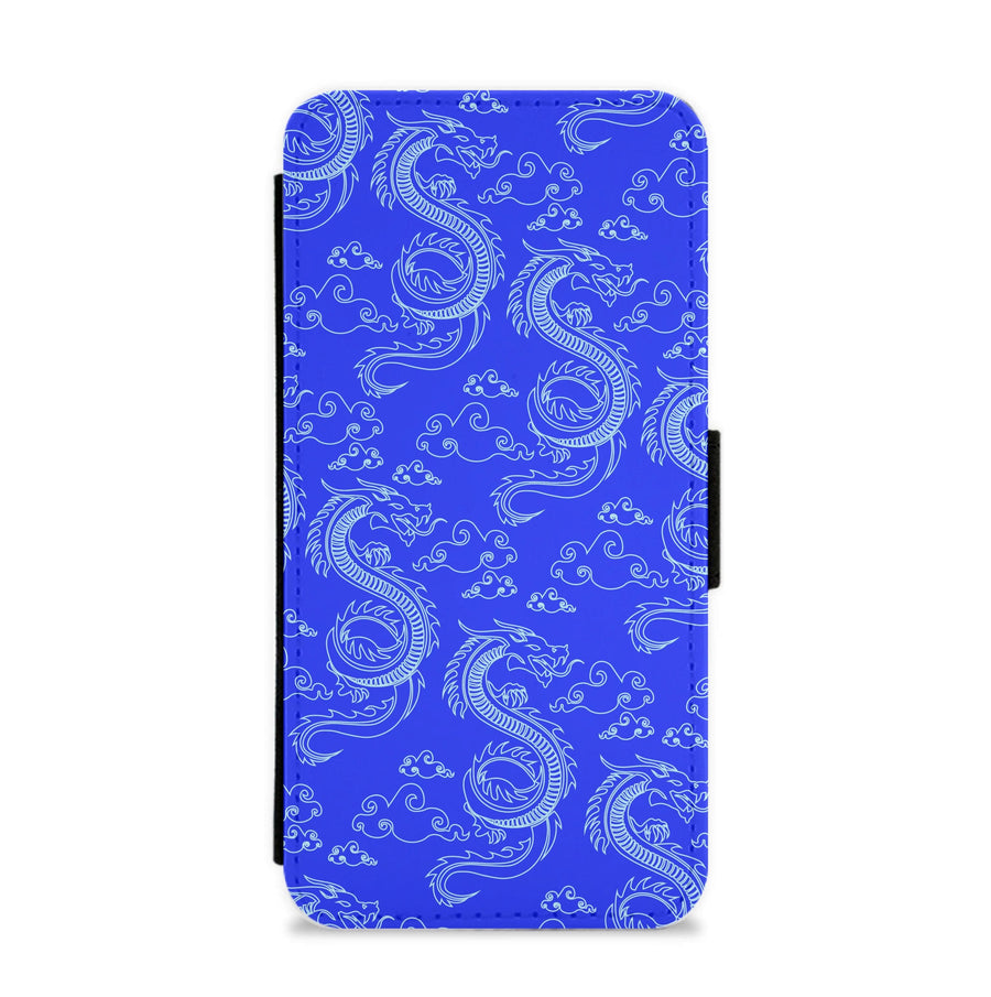 Blue Dragon Pattern Flip / Wallet Phone Case