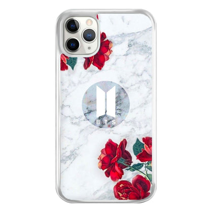 K-Pop Band Logo Marble Roses Phone Case