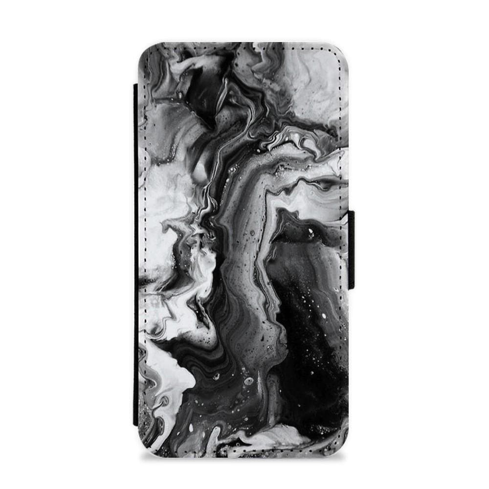 Black and White Leaking Marble Flip / Wallet Phone Case - Fun Cases