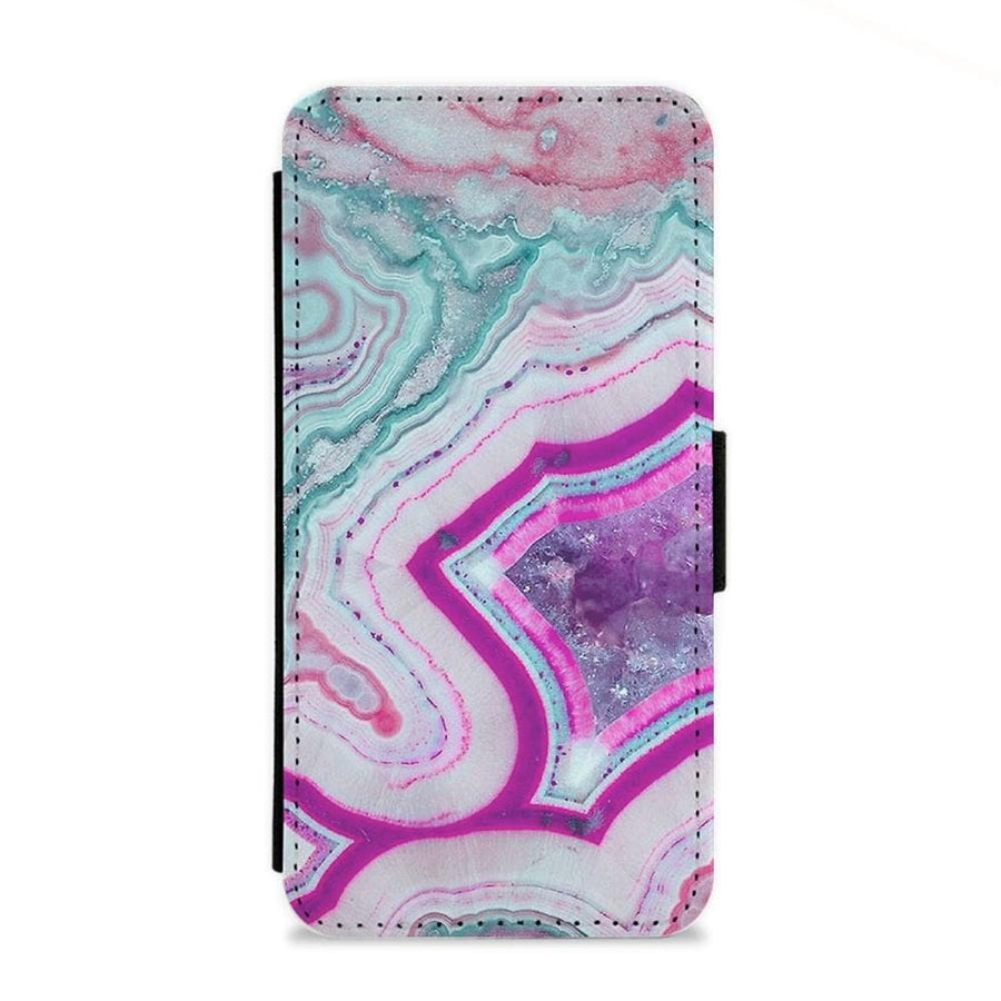Purple Geode Pattern Flip Wallet Phone Case - Fun Cases