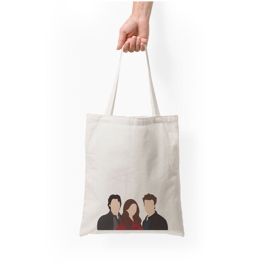 Elena, Damon And Stefan - Vampire Diaries Tote Bag