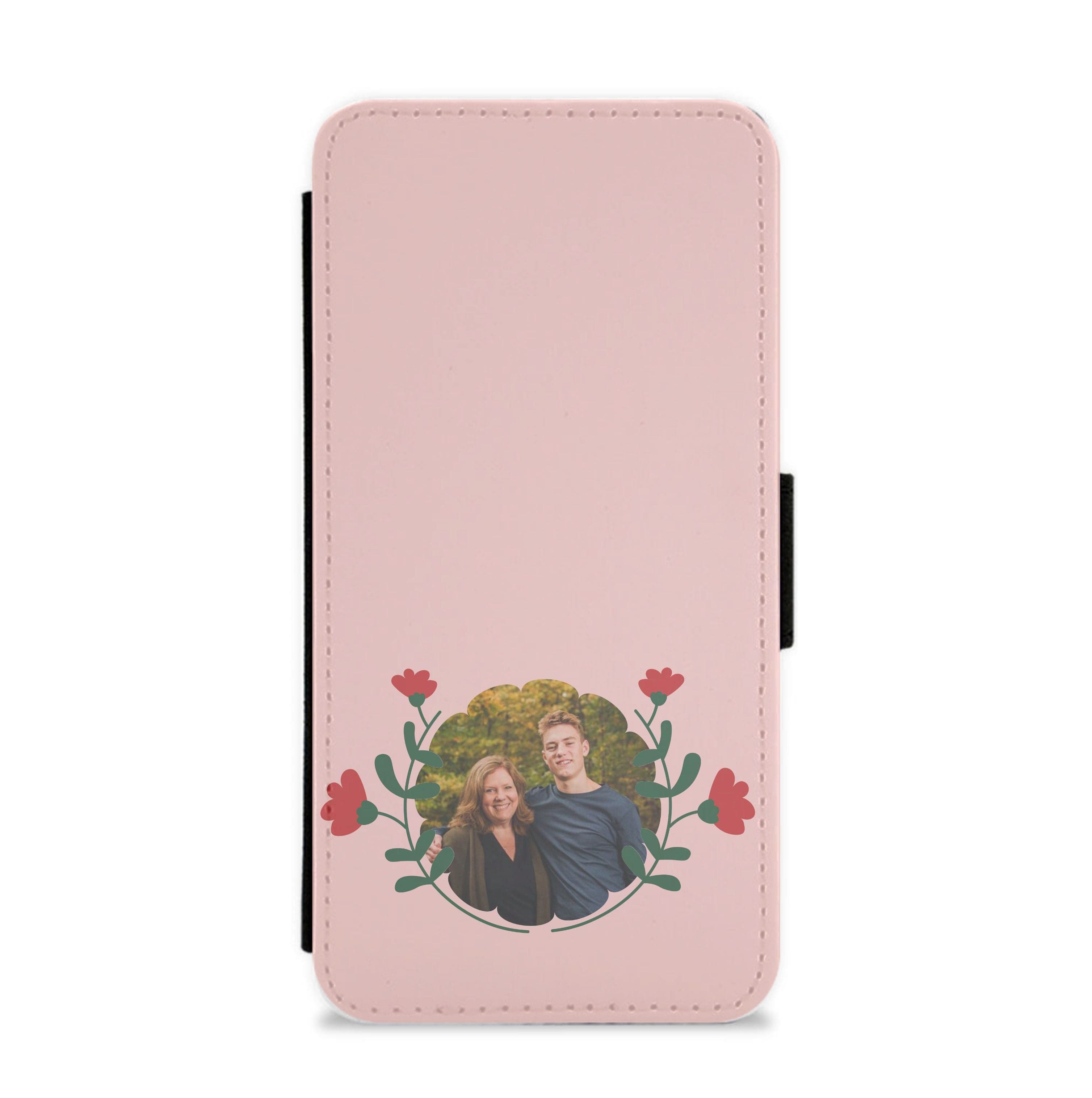 Red Flowers - Personalised Mother's Day Flip / Wallet Phone Case