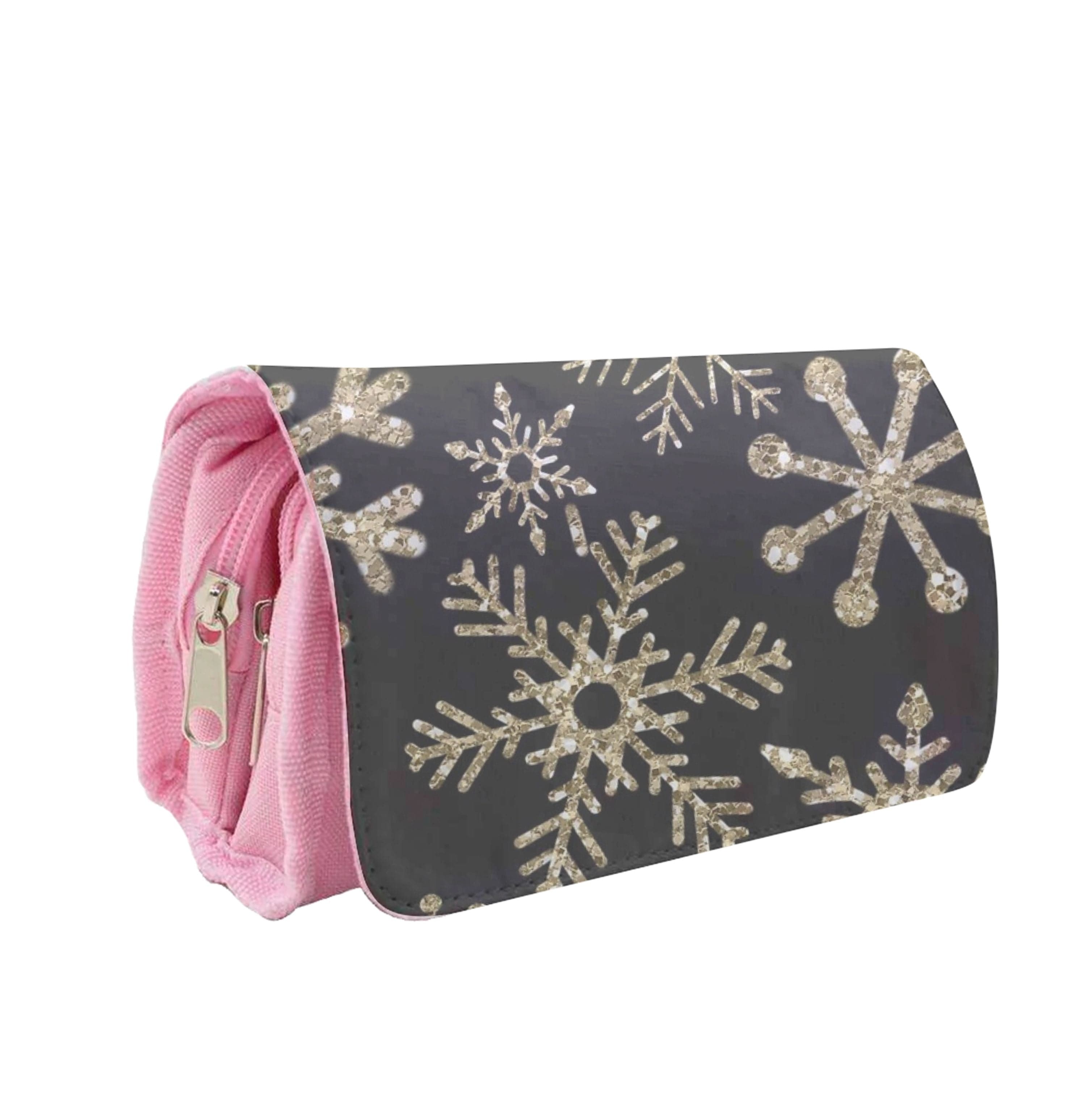 Gold Snowflake Pattern Pencil Case