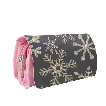 Gold Snowflake Pattern Pencil Case