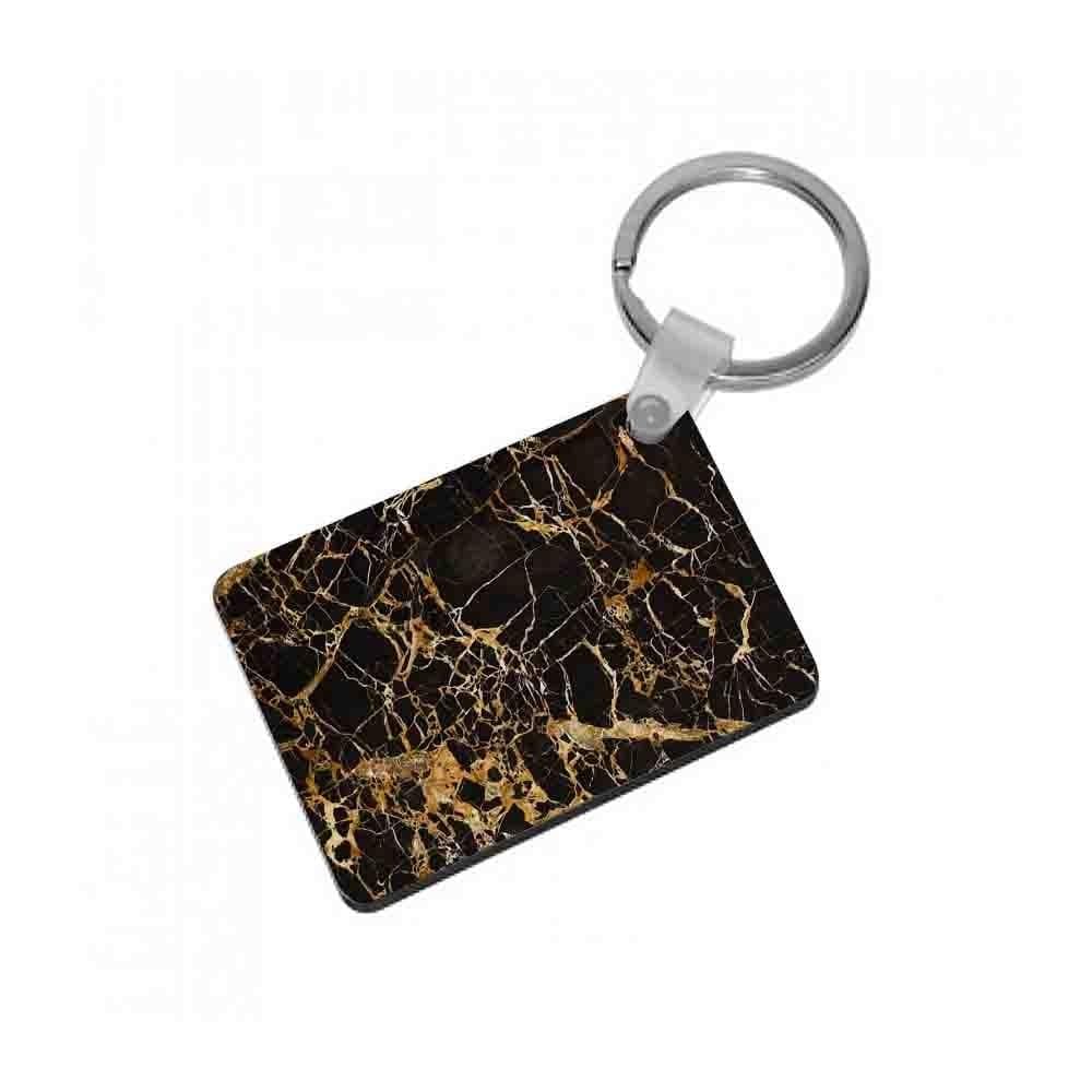 Black & Gold Marble Pattern Keyring - Fun Cases