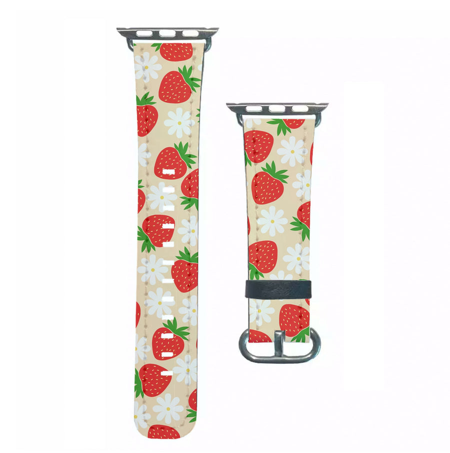 Strawberries and Flowers - Spring Patterns Apple Watch Strap