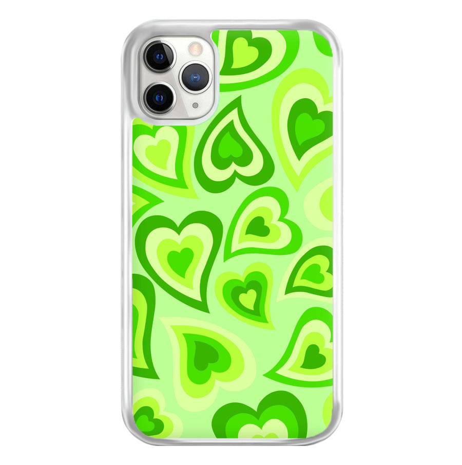 Green Hearts - Trippy Patterns Phone Case