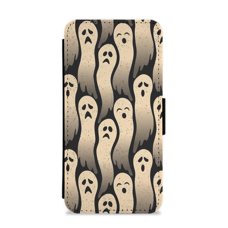 Vintage Wriggly Ghost Pattern Flip Wallet Phone Case