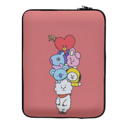 Red BT21 - RJ, Mang, Koya, Chimmy, Cooky, Shooky, Tata - K Pop Laptop Sleeve