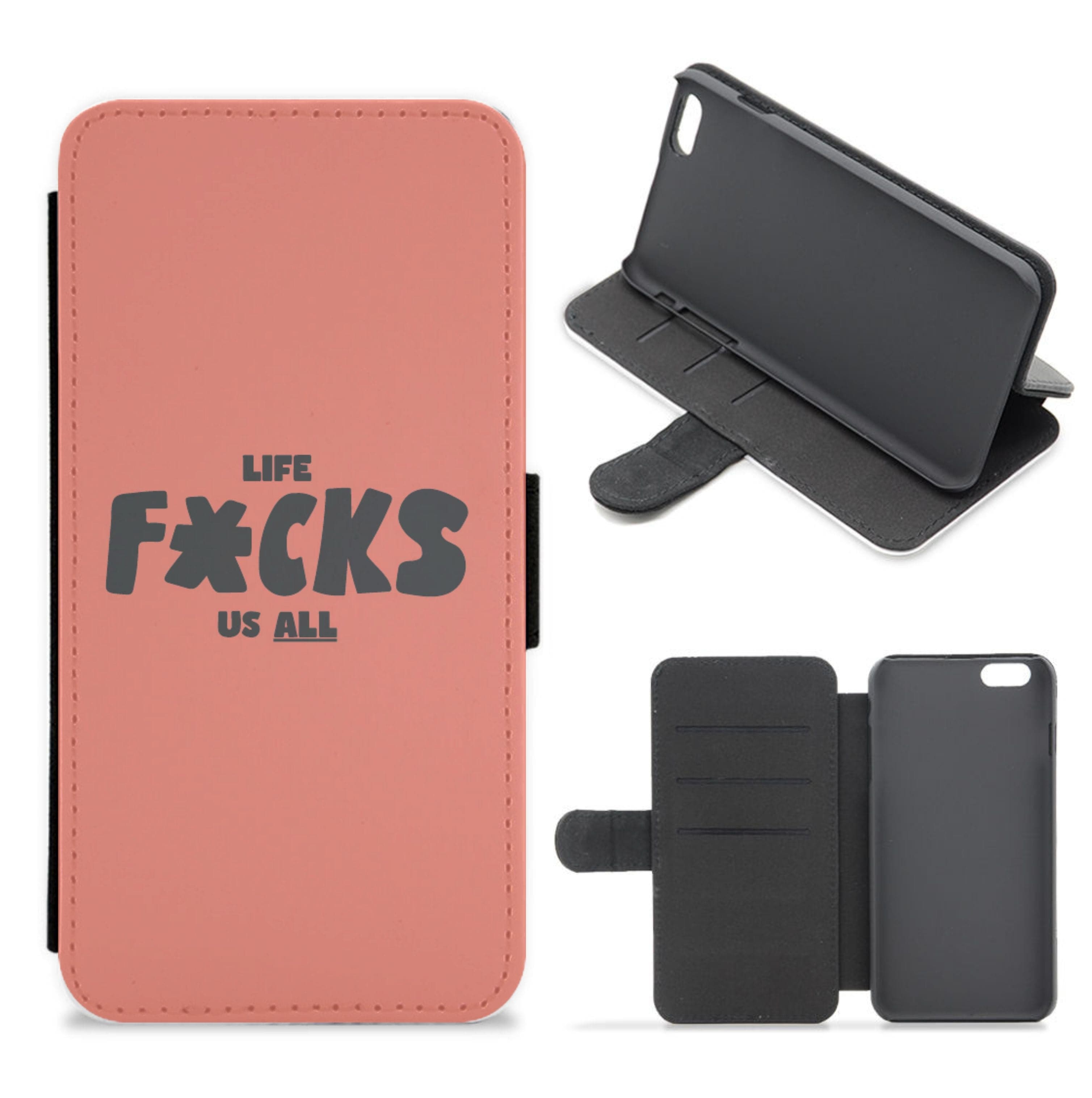 Life f'cks us all Orange Flip / Wallet Phone Case