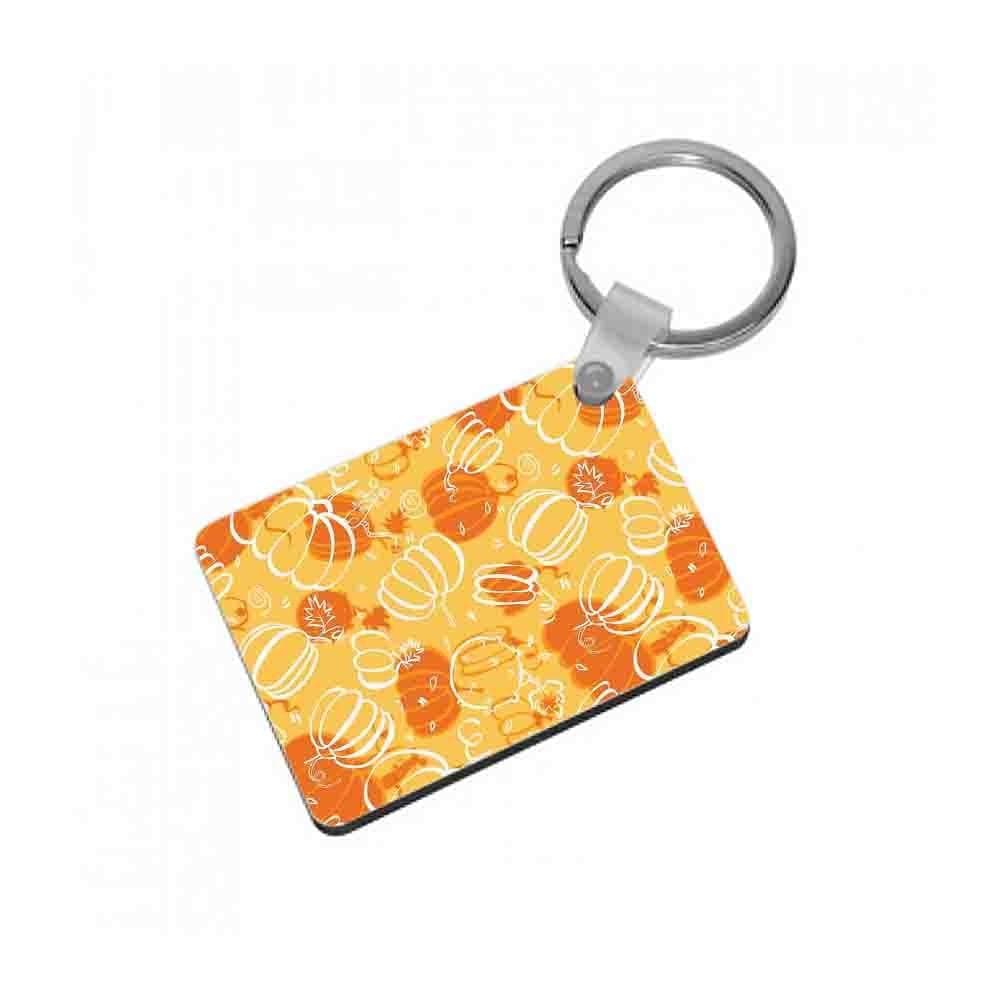 Drawn Pumpkin Pattern Keyring - Fun Cases