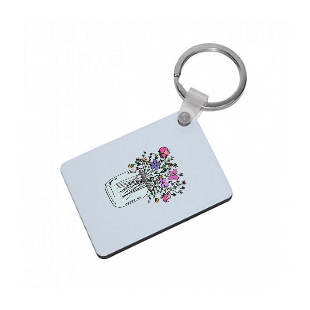 Cartoon Flower Jar Keyring - Fun Cases