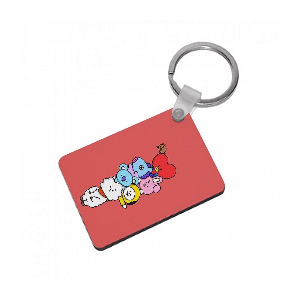 Red BT21 - RJ, Mang, Koya, Chimmy, Cooky, Shooky, Tata - BTS Keyring