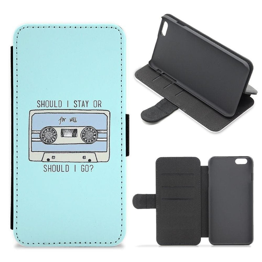 Should I Stay Or Should I Go Cassette - Stranger Things Flip Wallet Phone Case - Fun Cases