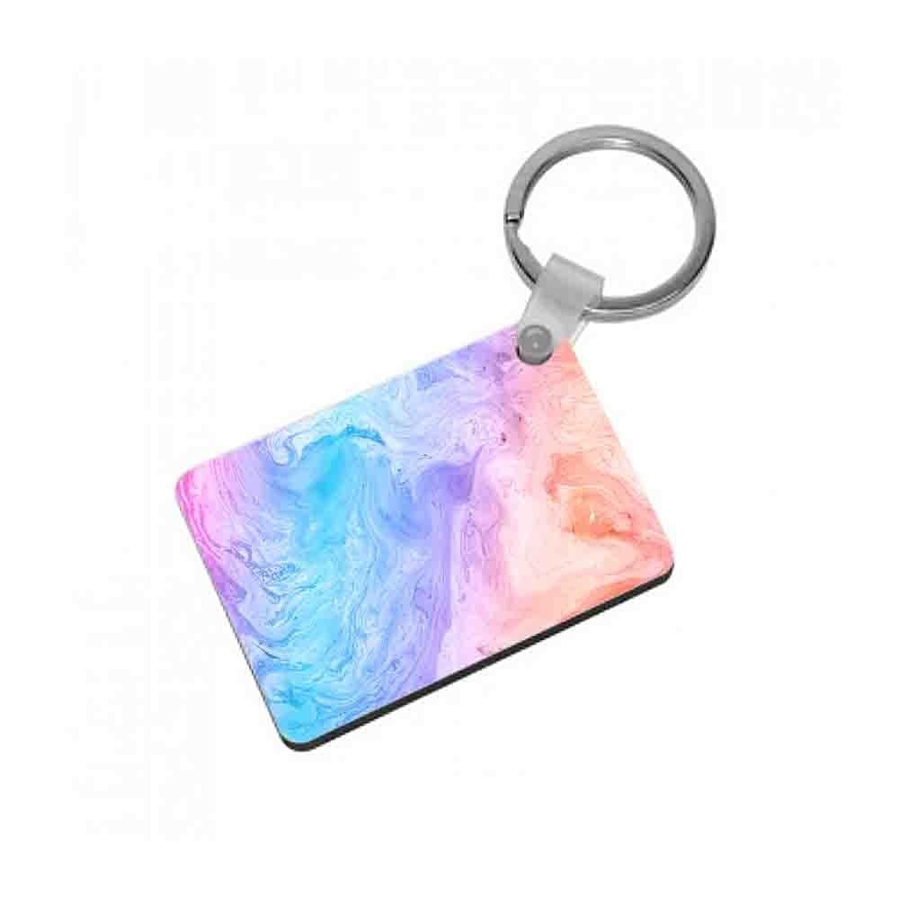 Blue and Peach Marble Keyring - Fun Cases