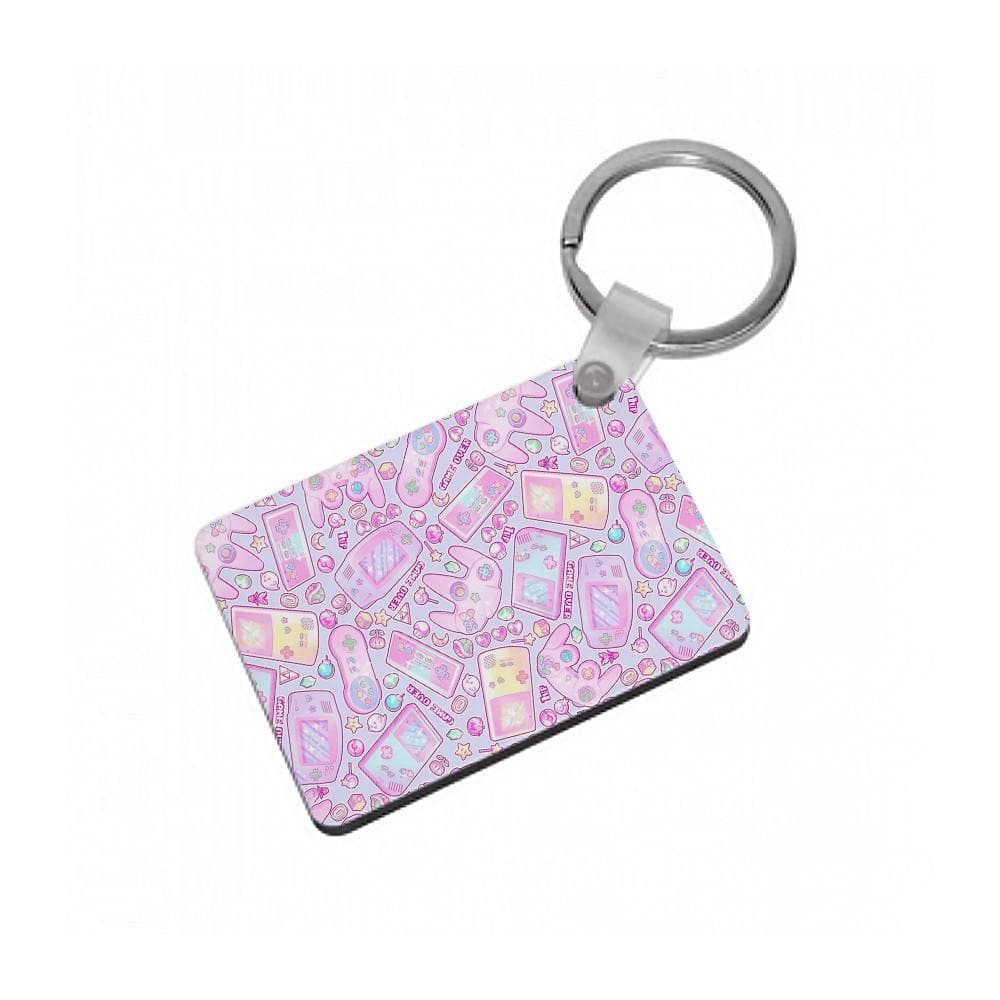 Power Up, Gaming Pattern Keyring - Fun Cases