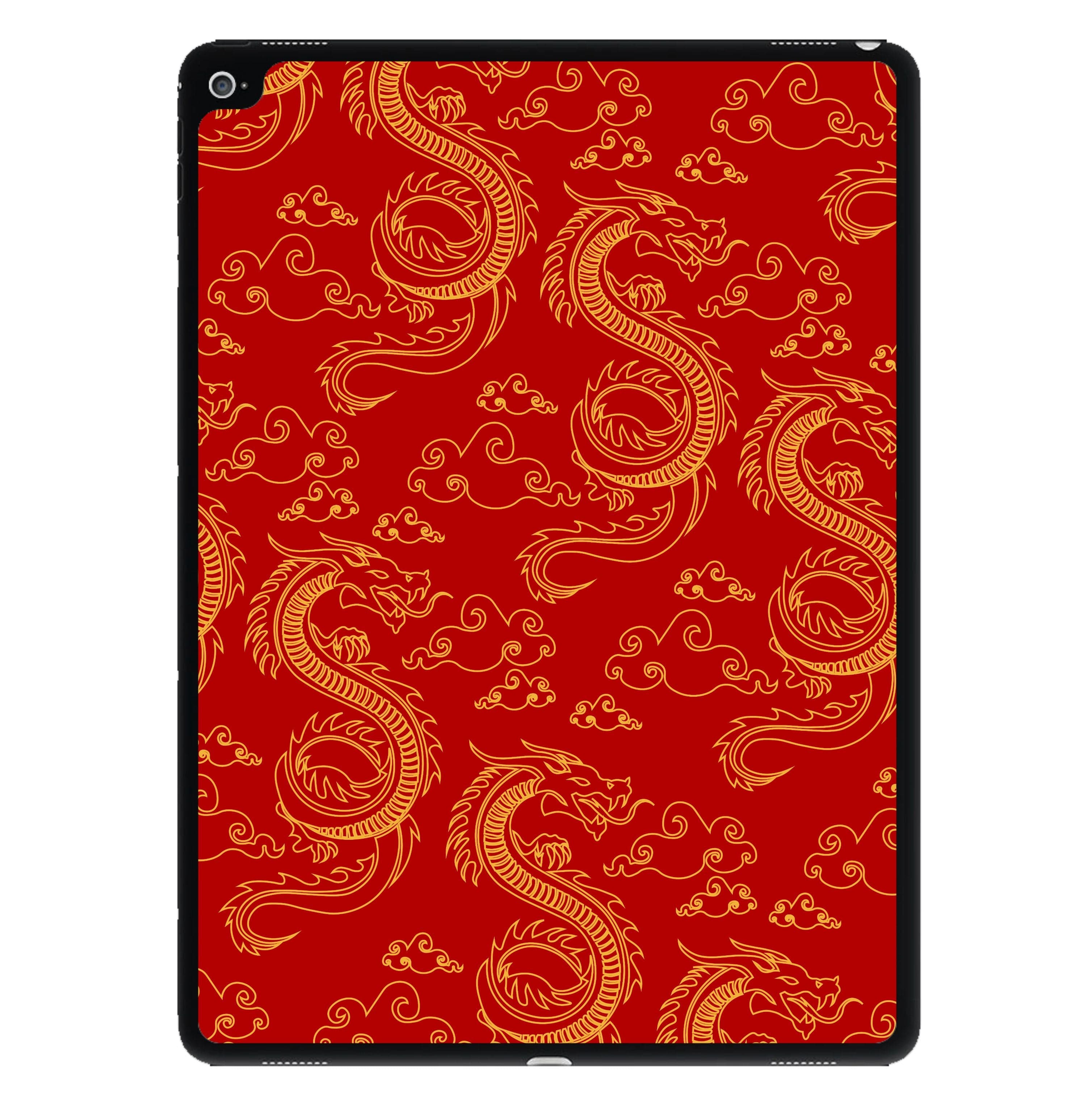 Red And Gold Dragon Pattern iPad Case