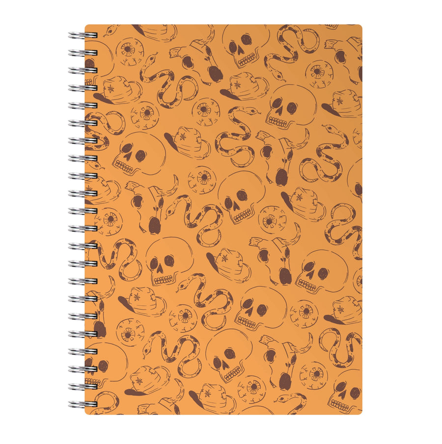 Orange Snakes And Skulls - Western  Notebook