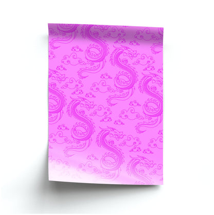 Pink Dragon Pattern Poster