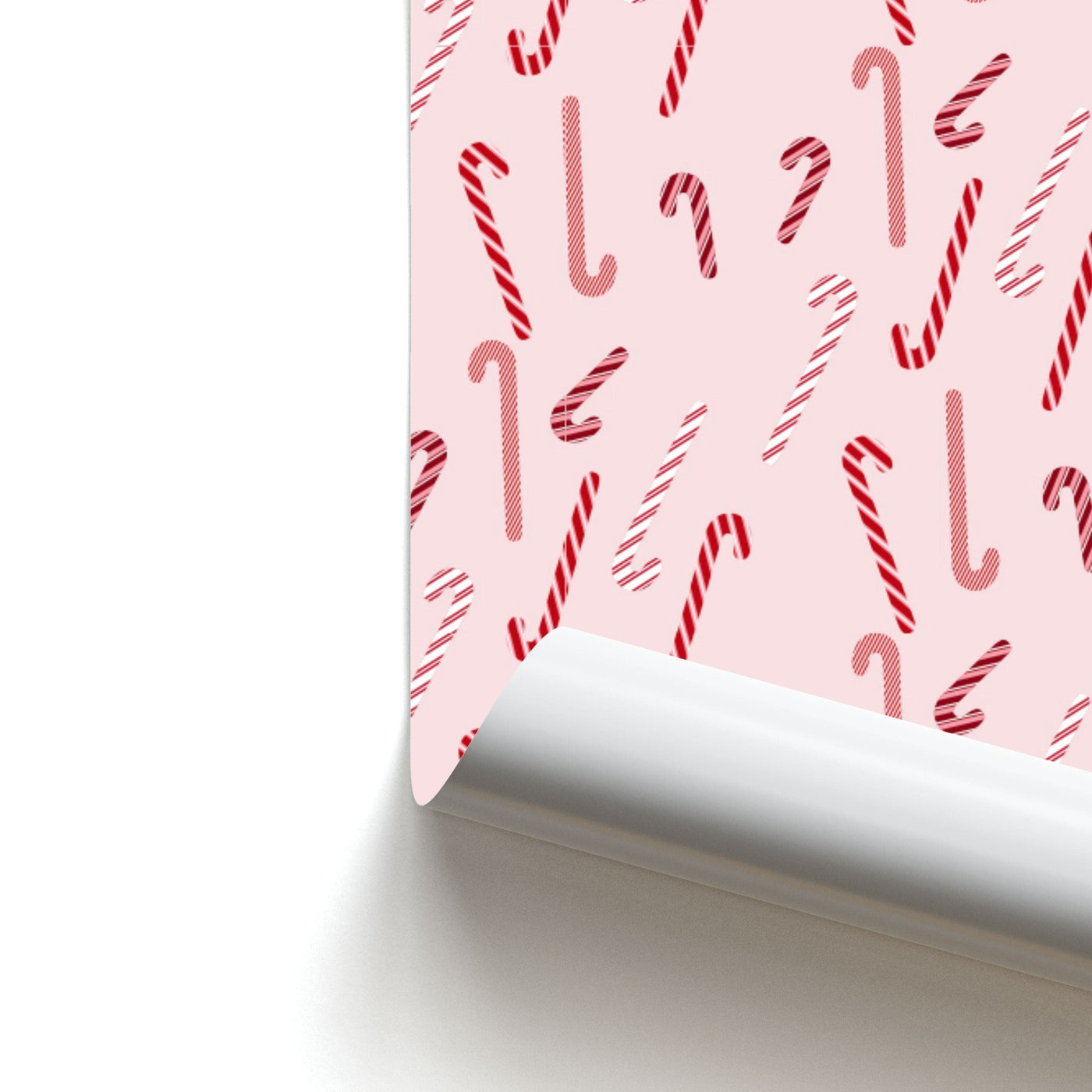 Pink Candycane Christmas Pattern Poster