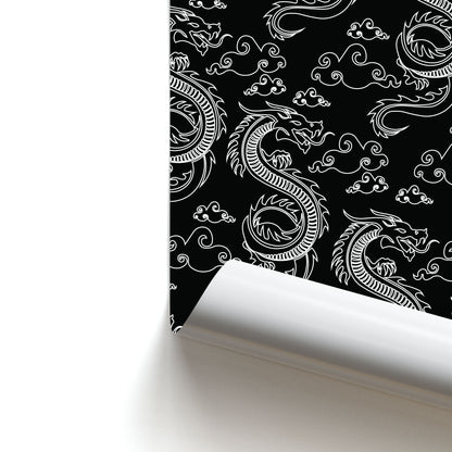 Black And White Dragon Pattern Poster