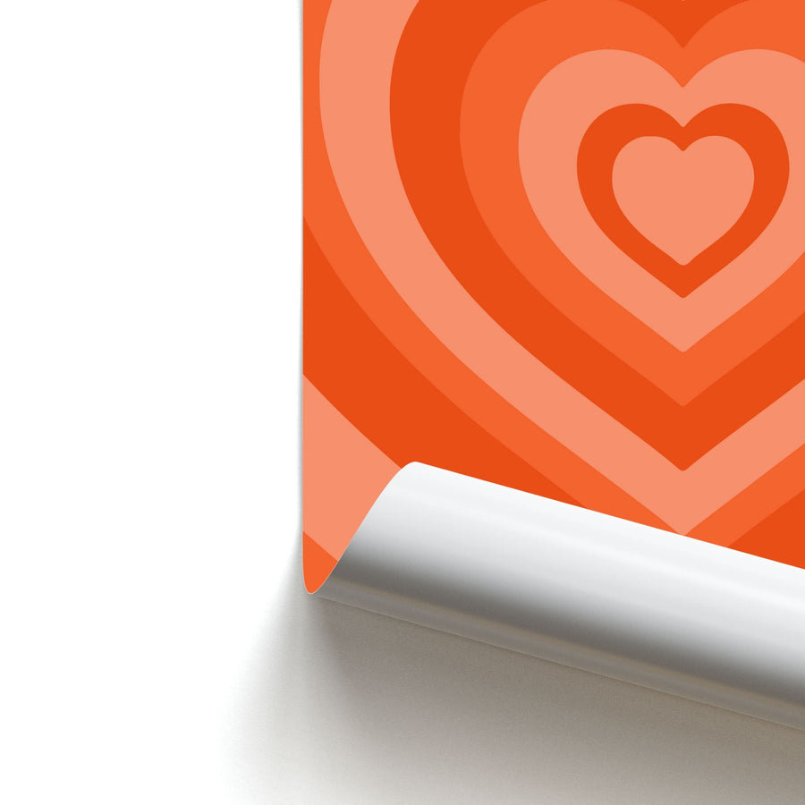 Orange - Colourful Hearts Poster