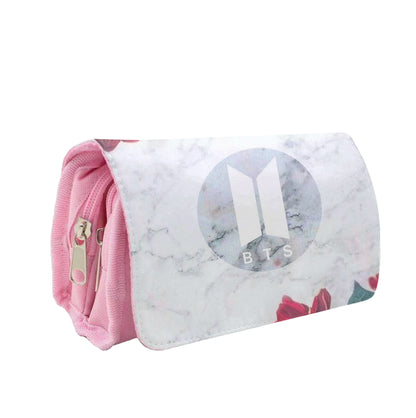 K-Pop Band Logo Marble Roses Pencil Case