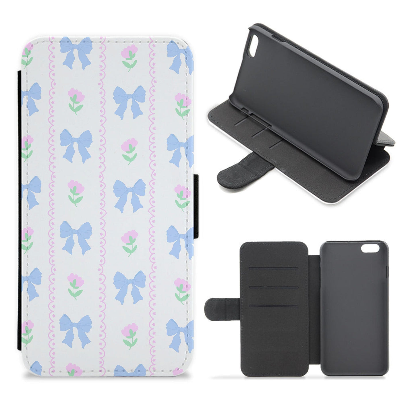 Pink Bows Pattern - Clean Girl Aesthetic Flip / Wallet Phone Case