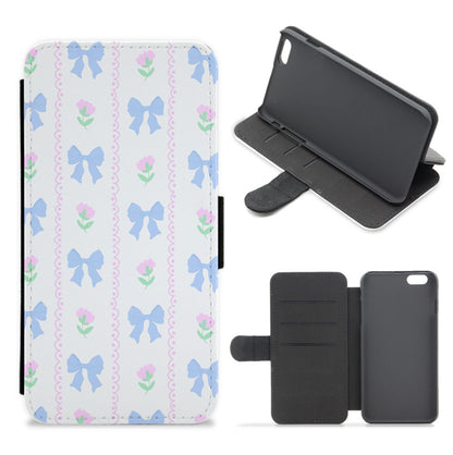 Pink Bows Pattern - Clean Girl Aesthetic Flip / Wallet Phone Case