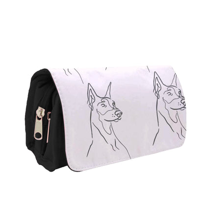 Dobermann Outline - Dog Pattern Pencil Case