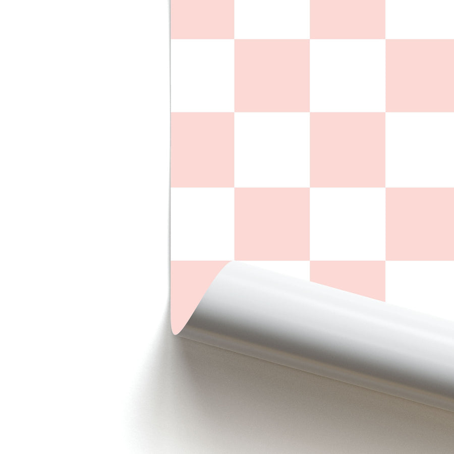 Pink And White Checkers Poster