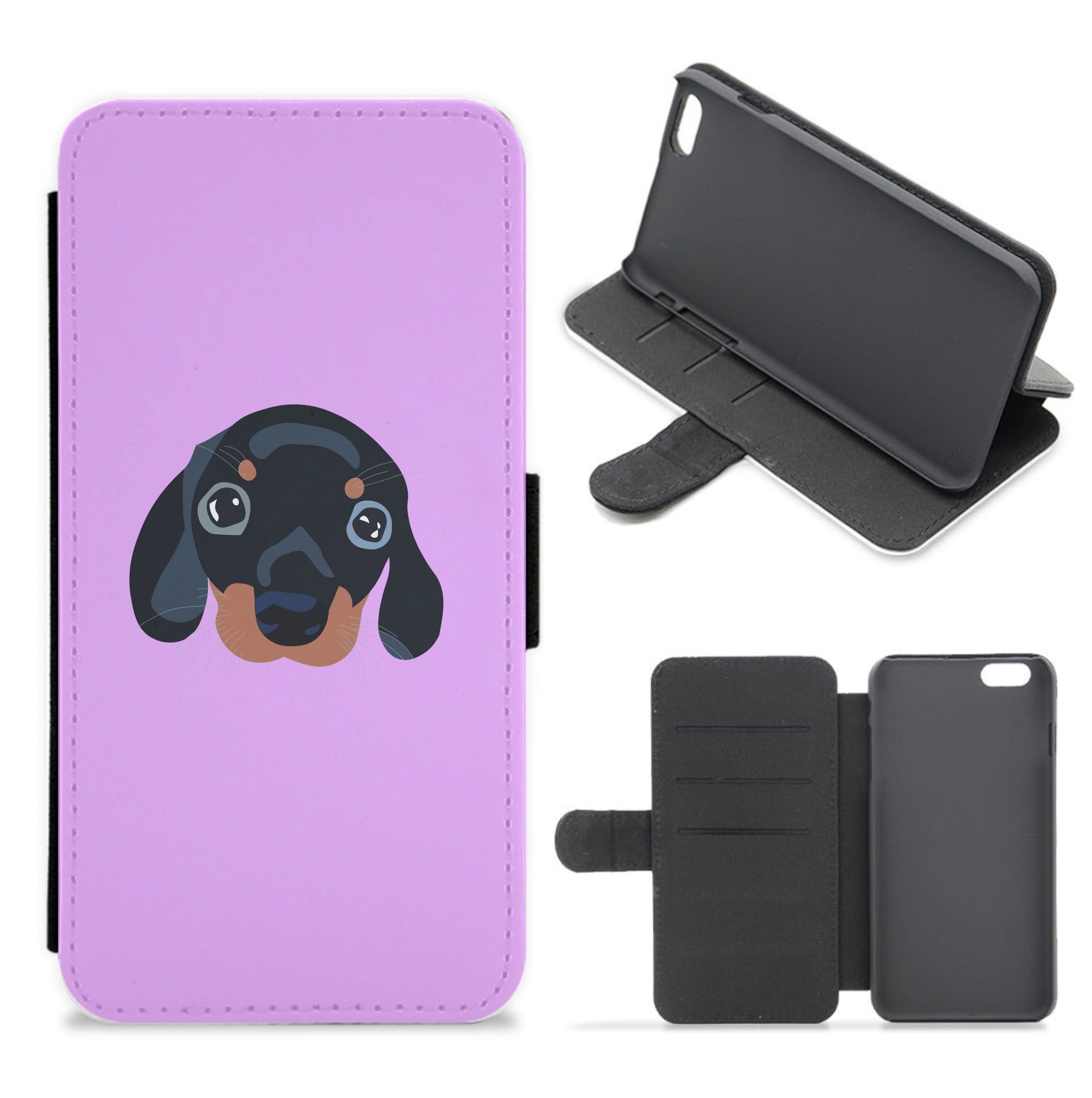 Black - Dachshunds Flip / Wallet Phone Case