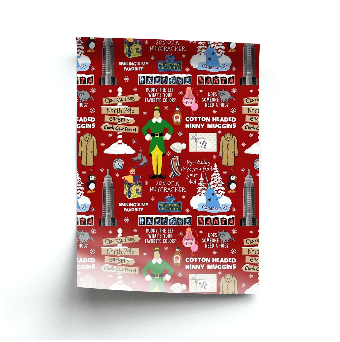 Red Buddy The Elf Pattern Poster