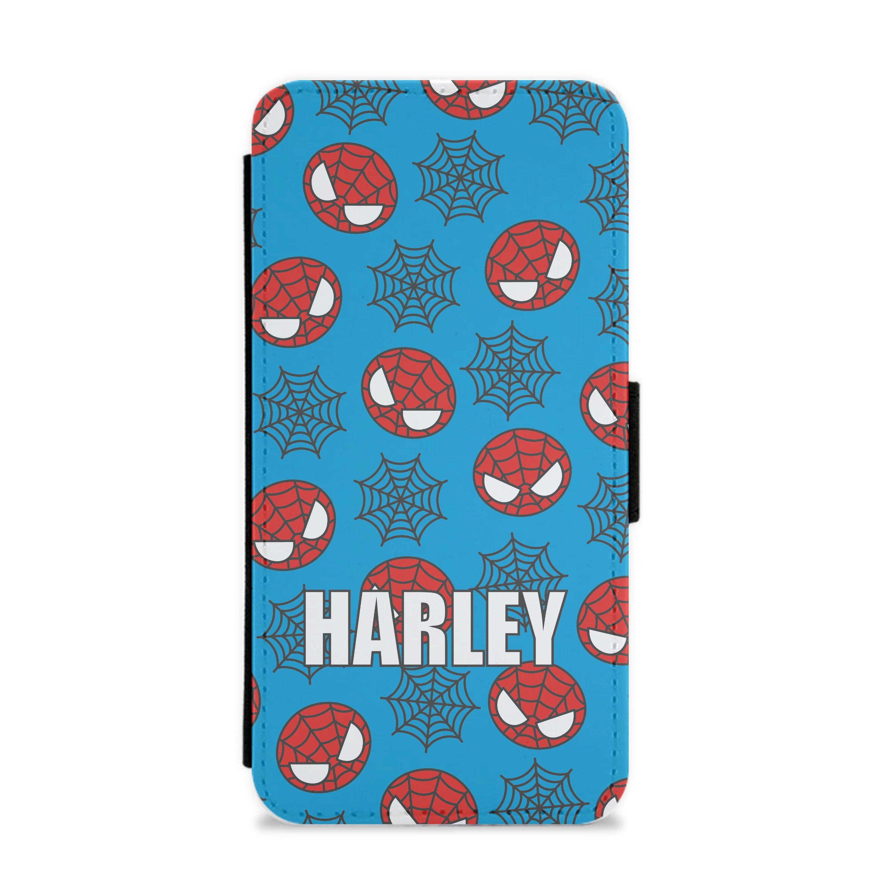 Spiderman And Webs - Personalised Superhero Comic Flip / Wallet Phone Case