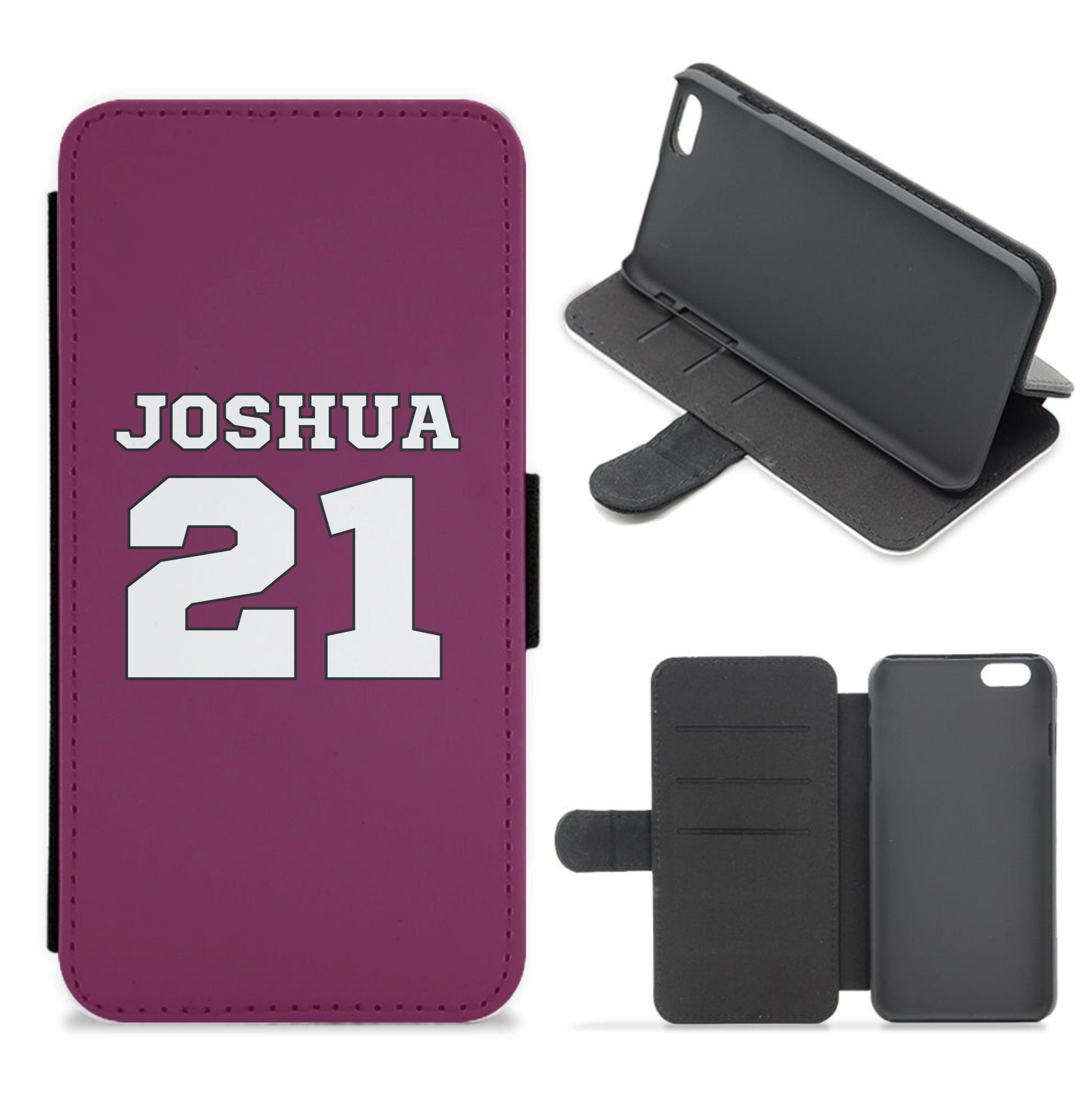 Burgundy - Personalised Football Flip / Wallet Phone Case