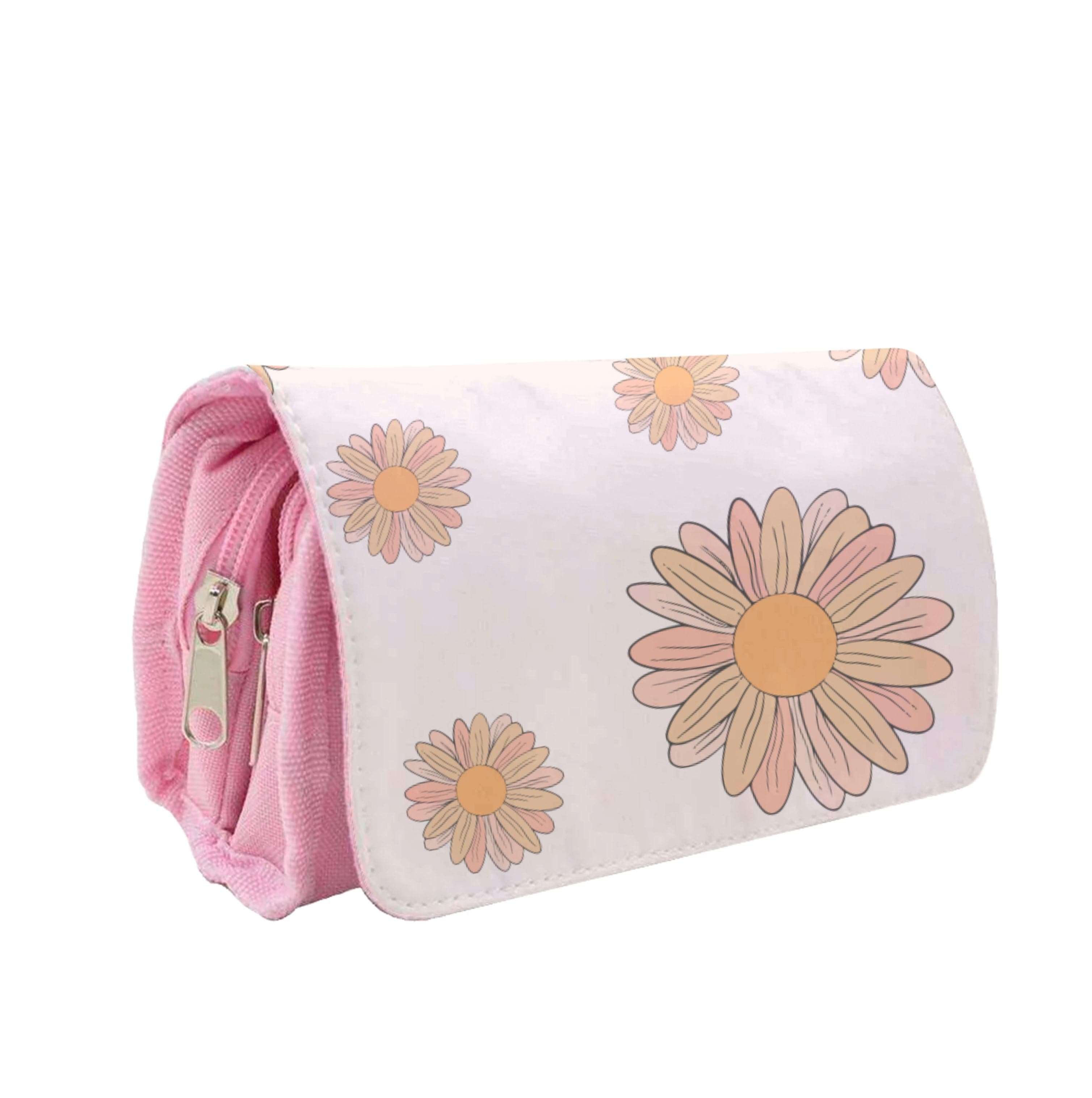 Peach Daisy Pencil Case