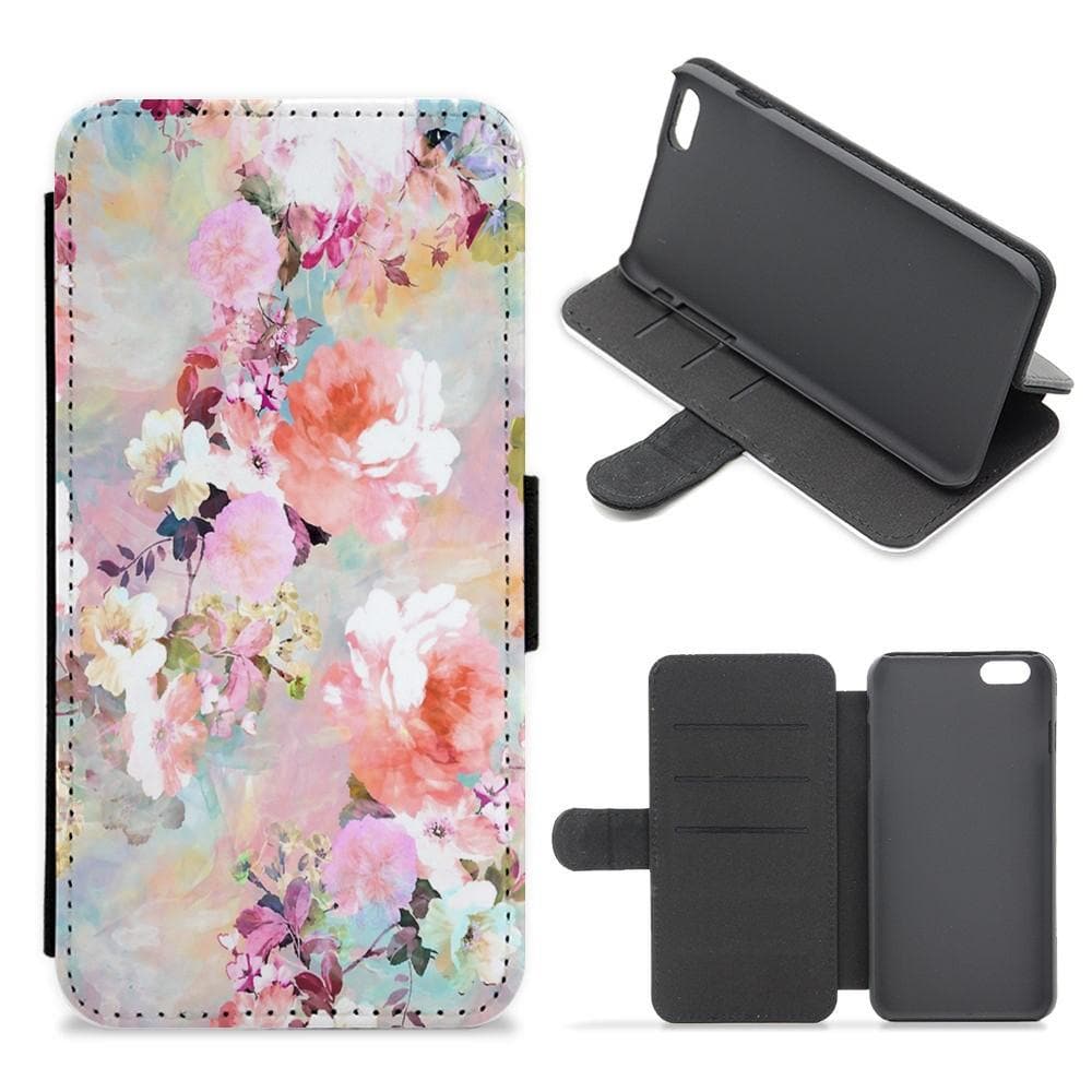 Pastel Pink Floral Pattern Flip / Wallet Phone Case - Fun Cases