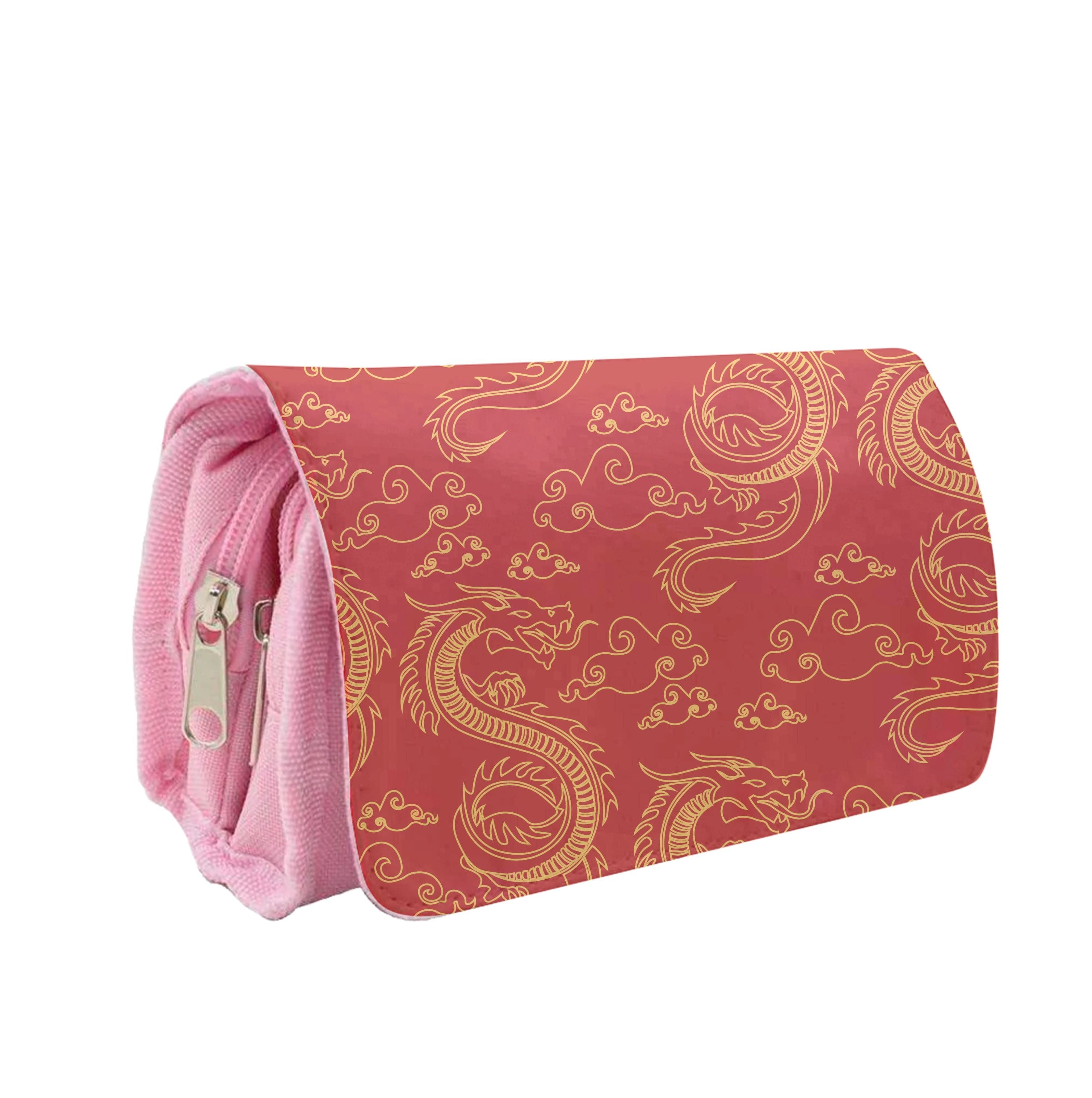 Red And Gold Dragon Pattern Pencil Case