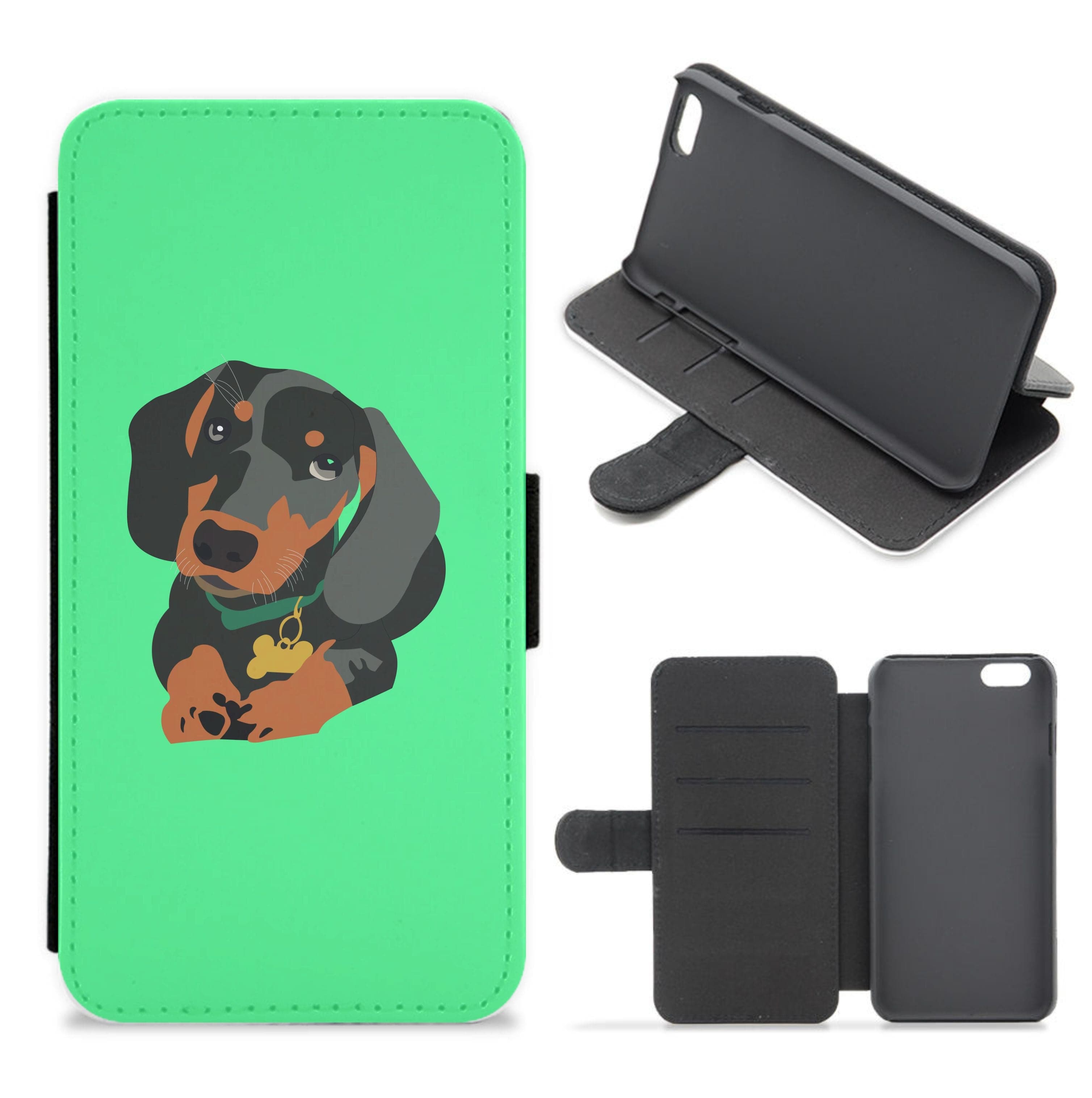 Black & brown - Dachshunds Flip / Wallet Phone Case