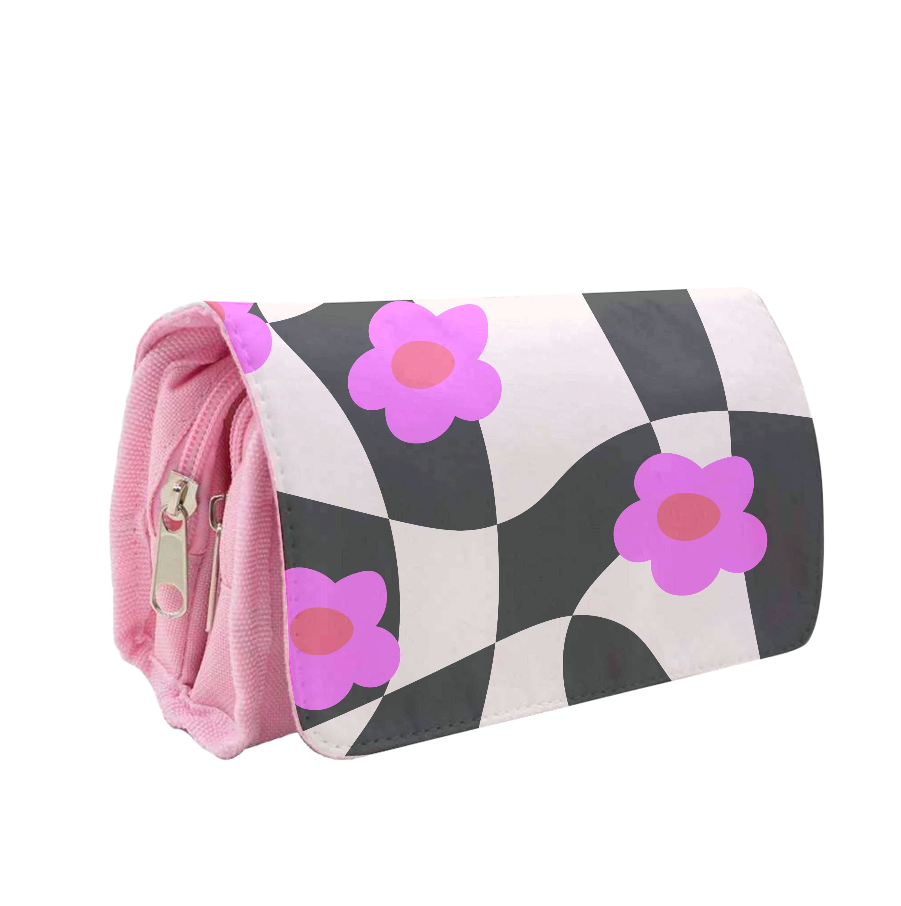 Checkboard Flowers - Trippy Patterns Pencil Case