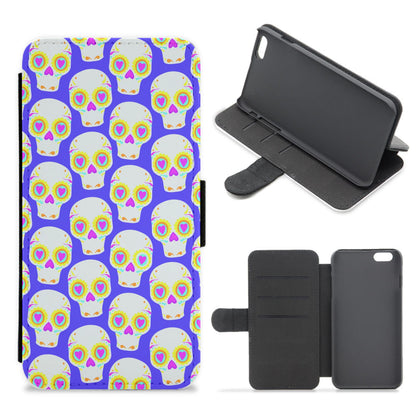 Skull Pattern - Halloween Flip / Wallet Phone Case