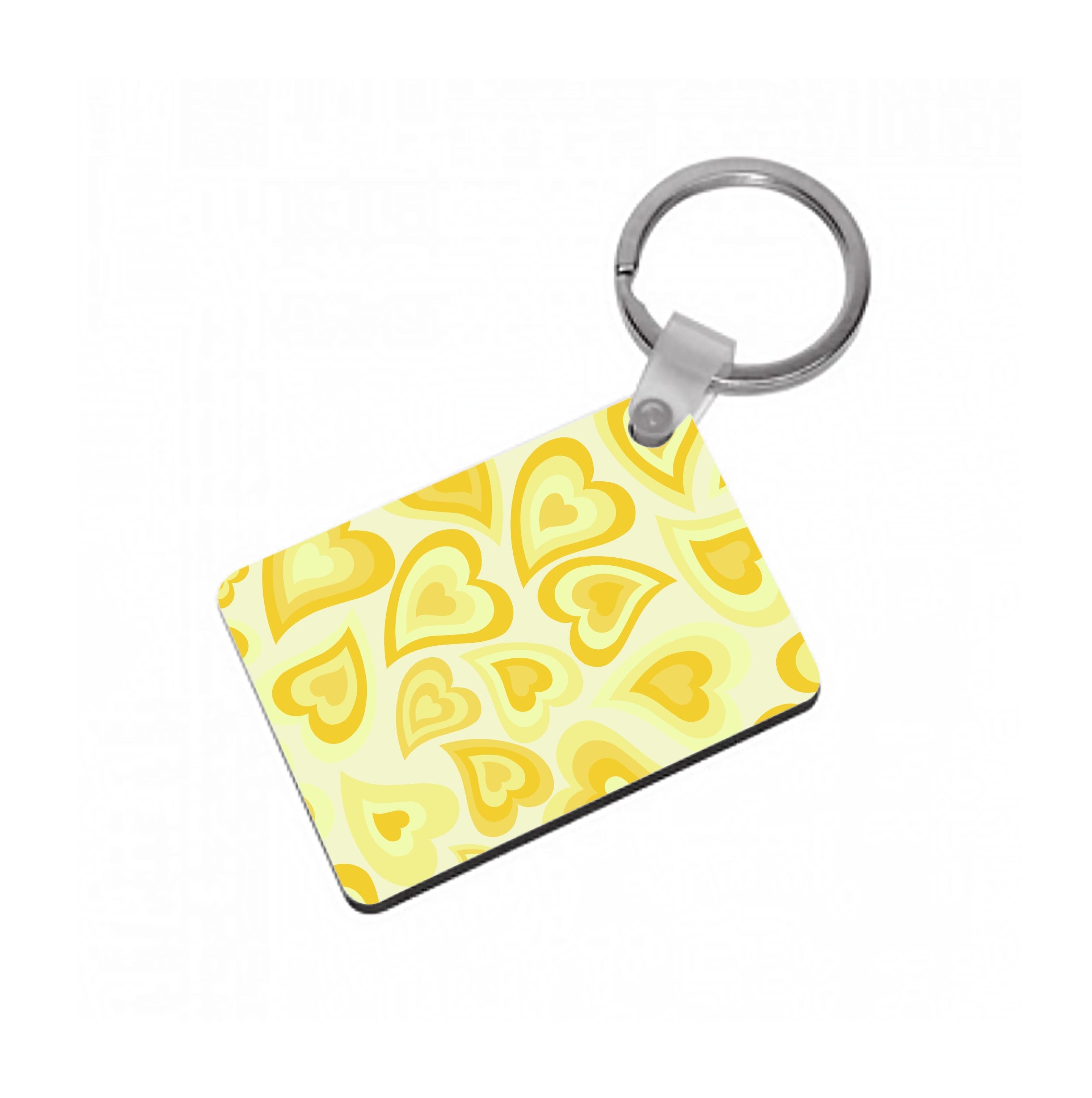 Yellow Hearts - Trippy Patterns Keyring