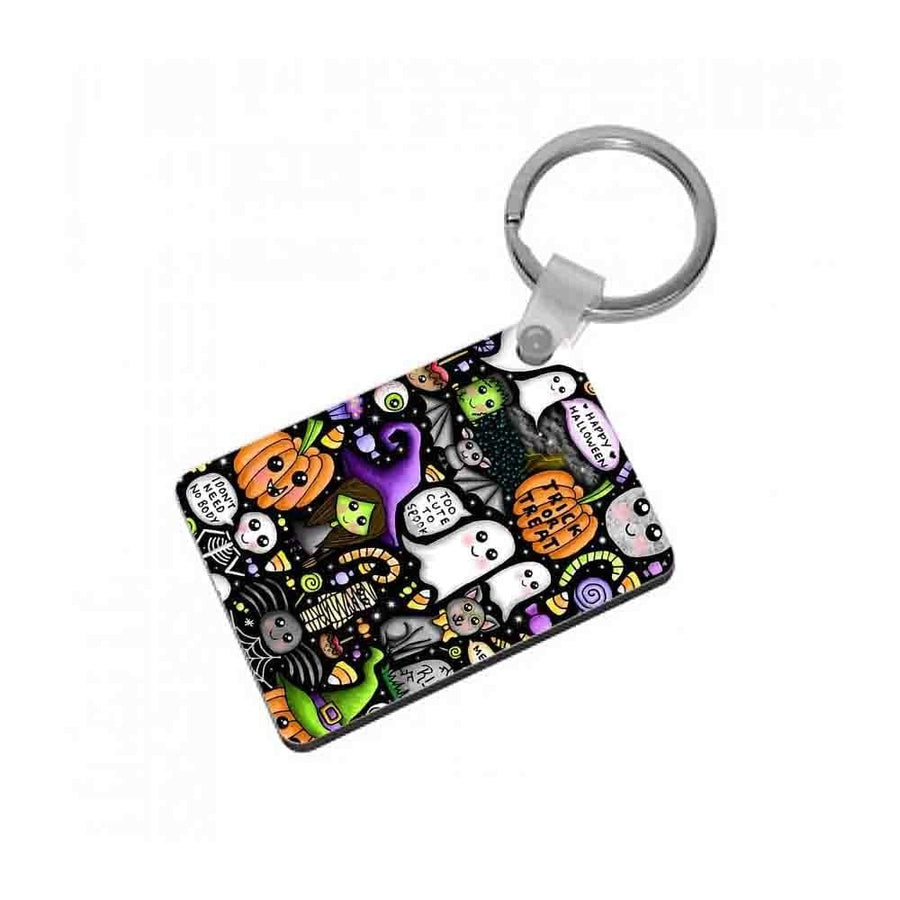 Colourful Halloween Pattern Keyring - Fun Cases