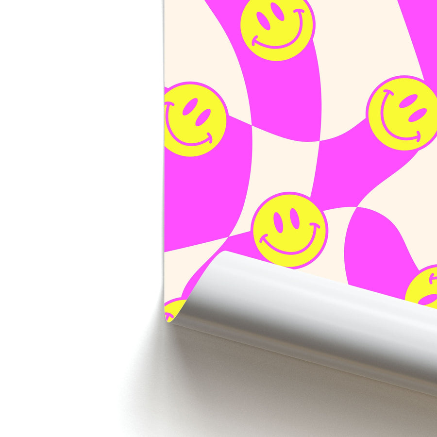 Smiley Checkboard - Trippy Patterns Poster