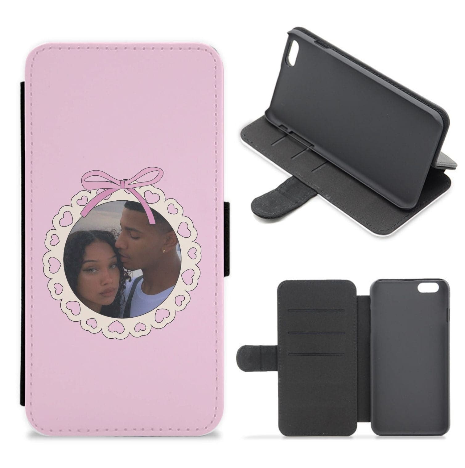 Vintage Photo Frame - Personalised Couples Flip / Wallet Phone Case